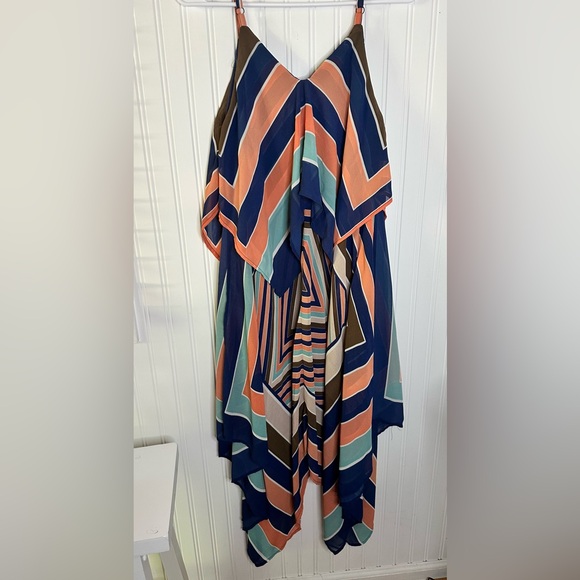 AUW Blue and Orange Sleeveless Sundress - Picture 4 of 5
